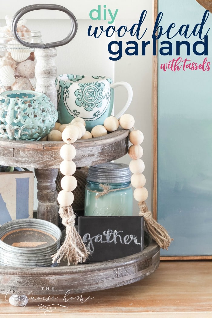 5ft Teal Light Blue Pearl Beaded Garland – DIY Floating Garland, Plastic Pearls, Bungalow Daisy