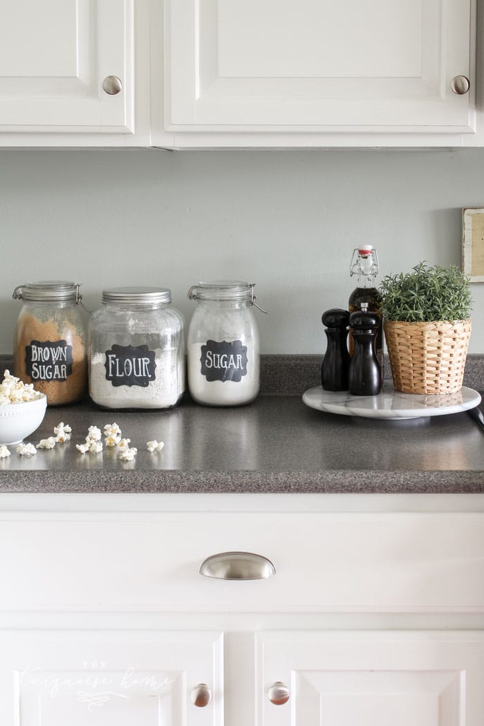 Gorgeous painted kitchen cabinets are holding up well after 2 years of use! | Benjamin Moore's Advance Paint