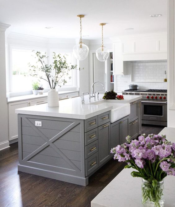 A Chelsea Gray (Benjamin Moore) Kitchen Island