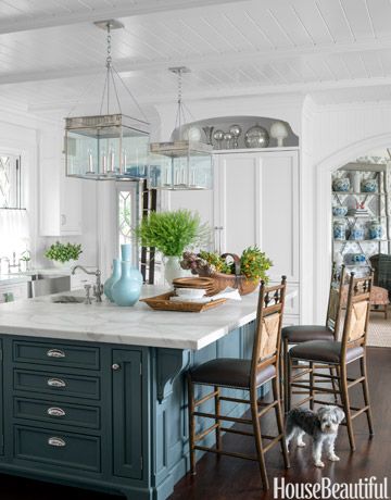 Teal Blue Kitchen Island