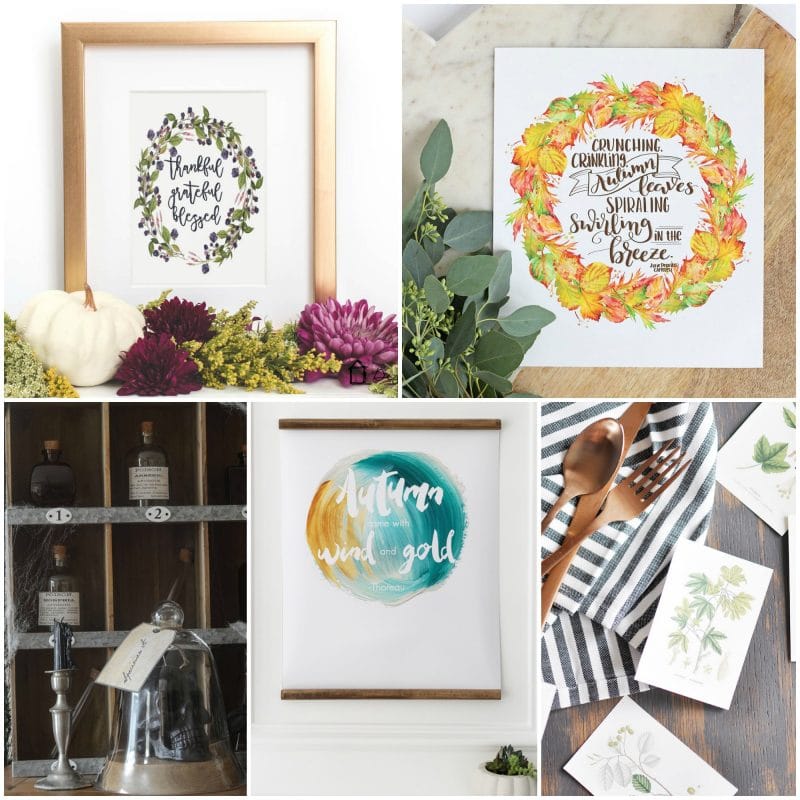 15 Free Fall Printables Tuesday poster.