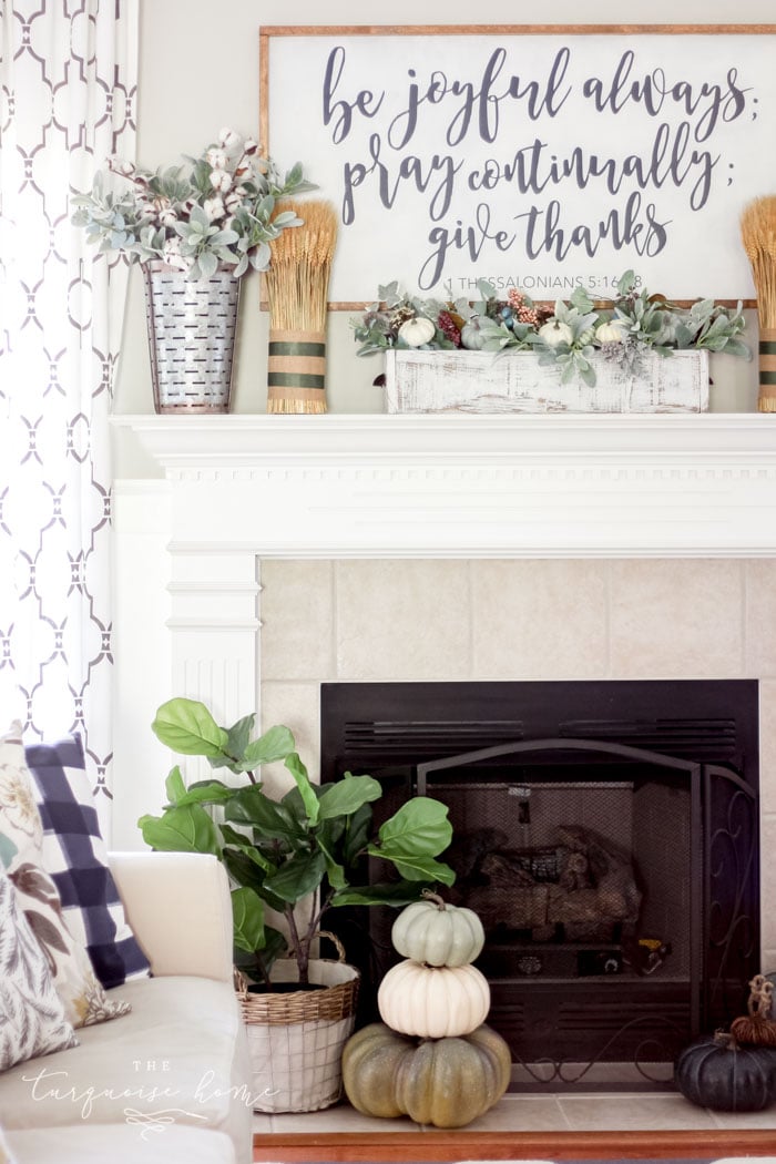 Fall Mantel Decor with Large sign