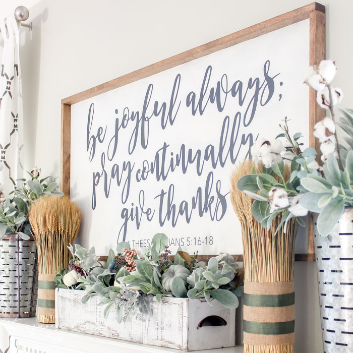 Simple Fall Mantel with a Farmhouse Sign