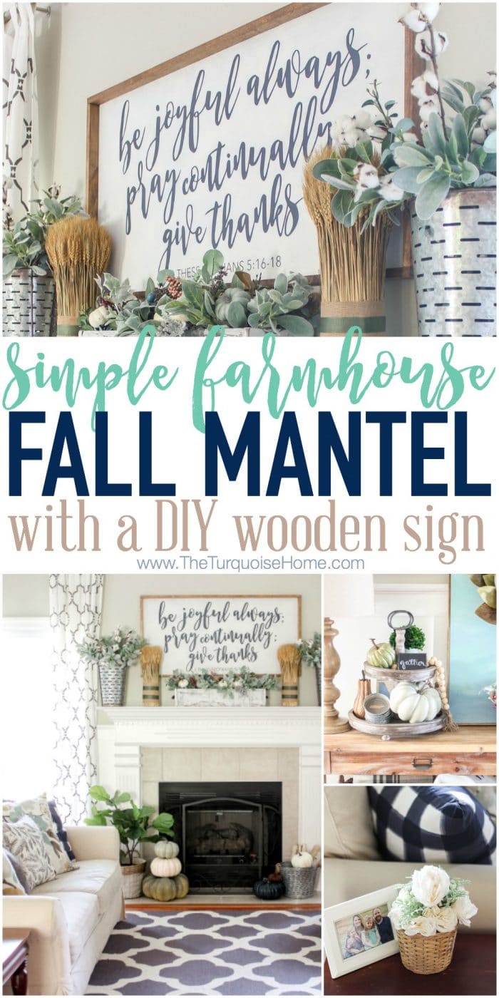 Love these simple tips for decorating for fall!! Simple farmhouse fall mantel with a DIY wooden sign