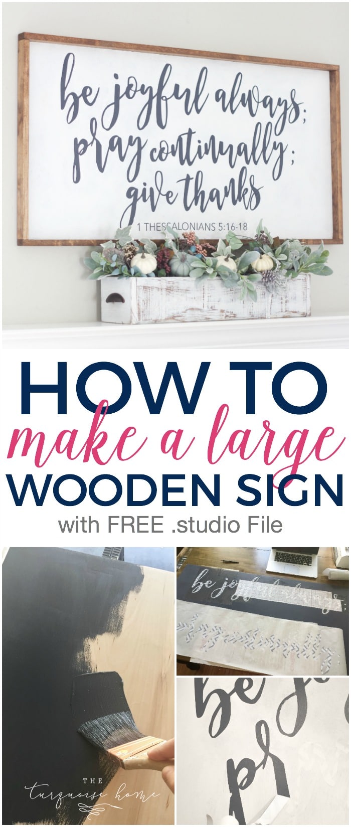 This tutorial is so easy and I made this sign with mostly items I had around the house. LOVE how it turned out! | How to Make a Large Wooden Sign