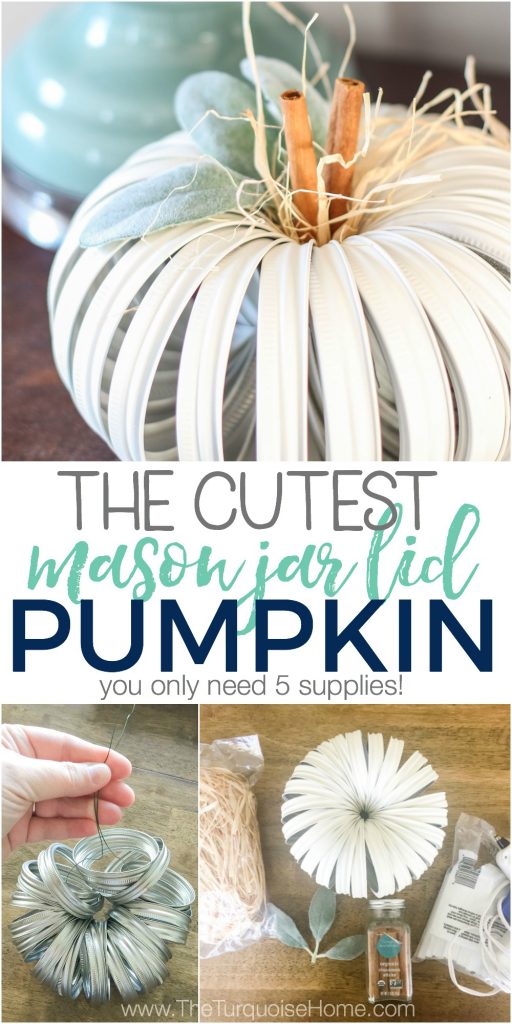 The cutest little farmhouse mason jar lid pumpkin you ever did see! Am I right? Click here for the full tutorial ... (it's so easy and just 5 supplies!)