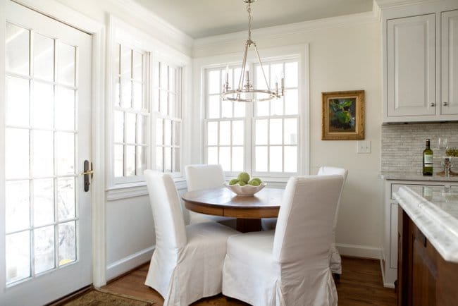 Lovely White Dove Paint Color in a Kitchen Nook | Top Favorite White Paint Colors