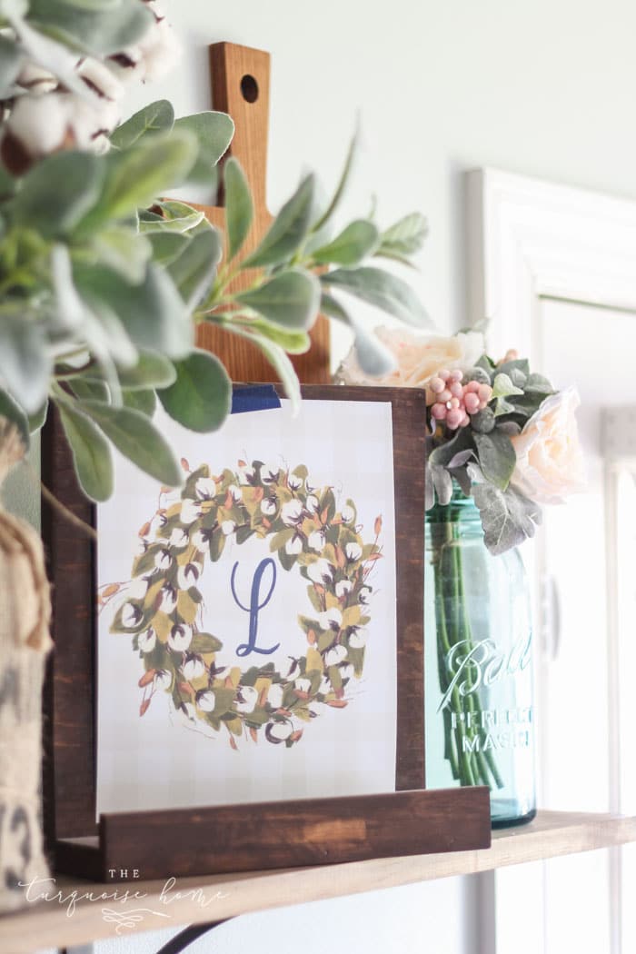 Cotton Wreath Free Printable {with your monogram!}