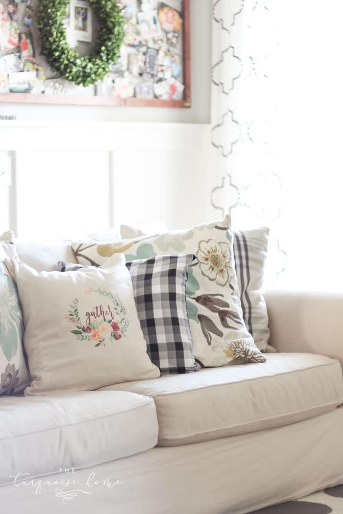 What?!? The cutest pillow is made from a free printable and some iron on transfer paper.