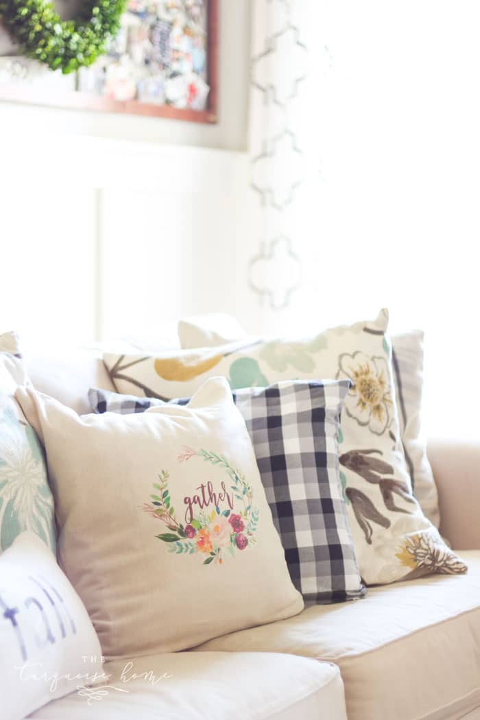 What?!? The cutest pillow is made from a free printable and some iron on transfer paper.