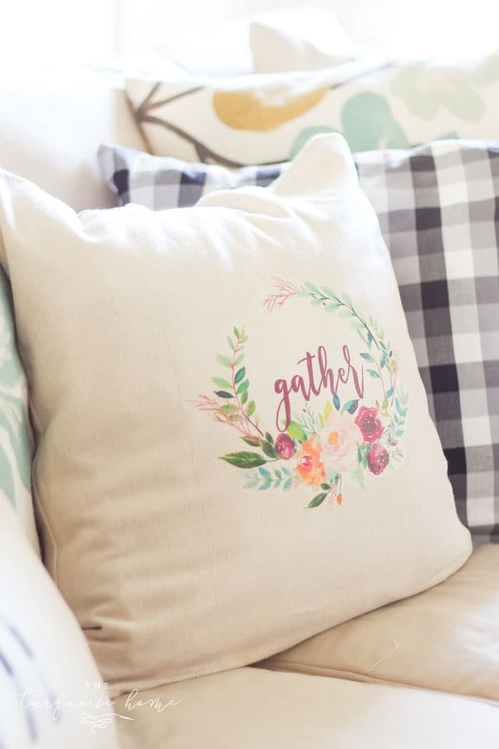 What?!? The cutest pillow is made from a free printable and some iron on transfer paper.