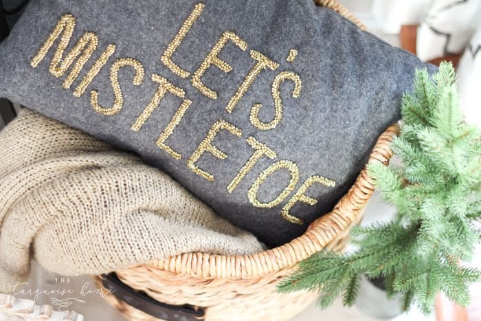 Let's Mistletoe pillow from Target is the cutest way to get into the Christmas mood!