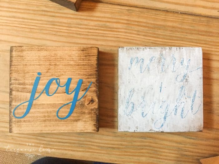 Create a simple wooden sign with a cute saying and create a rustic, farmhouse Christmas look for cheap!