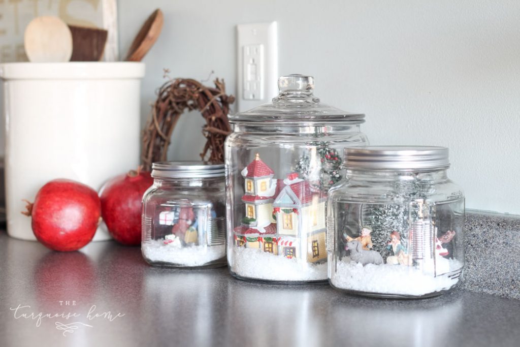 DIY Christmas Decorations on a Budget with canister christmas village