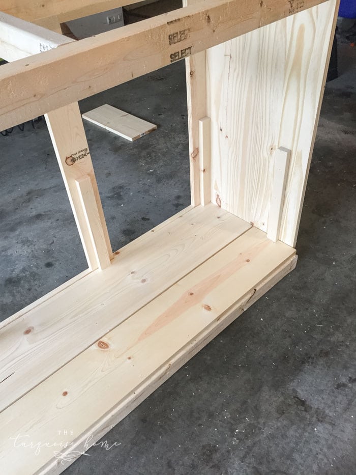 DIY Farmhouse Rustic Console Table | Step 4: Add the lower shelf