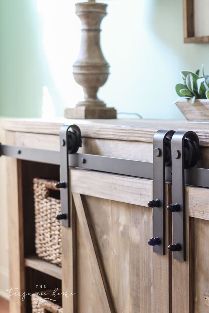 DIY Farmhouse Media Console Table - all the plans to make it yourself!