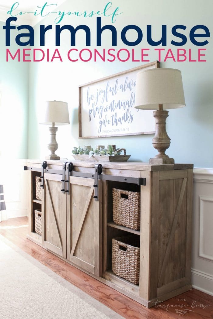 Diy Farmhouse Media Console Table The, Diy Tv Console Table Plans