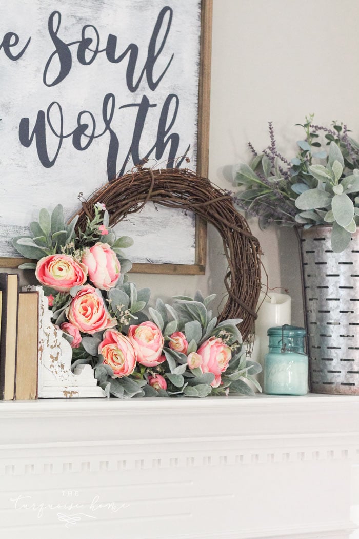 DIY Simple Spring Wreath with Peonies and Lamb's Ear