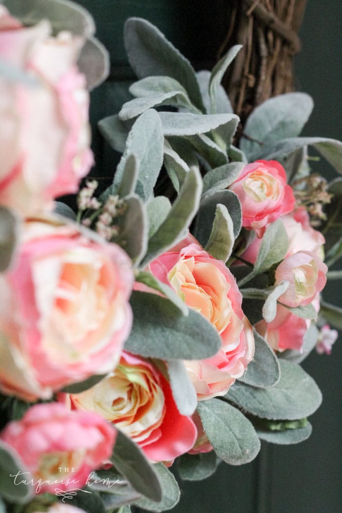 DIY Simple Spring Wreath with Peonies and Lamb's Ear