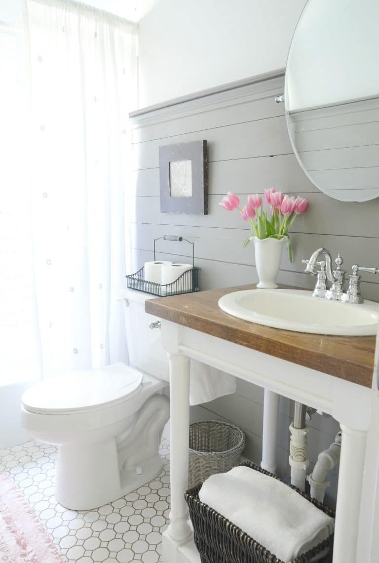 Essential Elements of a Farmhouse  Bathroom The Turquoise 