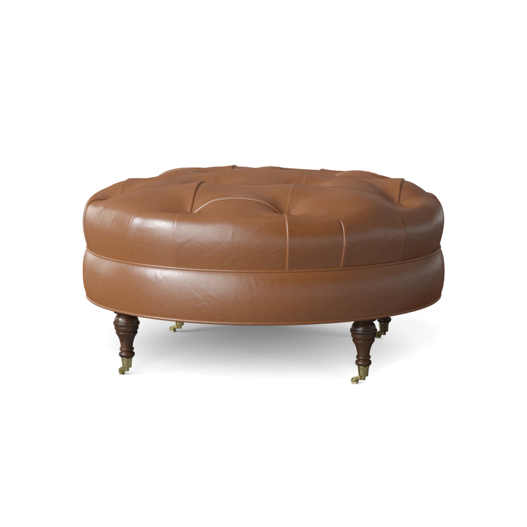cognac leather round ottoman coffee table