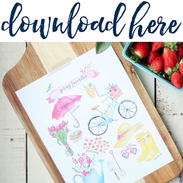 Download this Spring Favorites Free Printable with birds, blooms, and rainboots. And gather inspiration from a fresh, flowery spring vignette.
