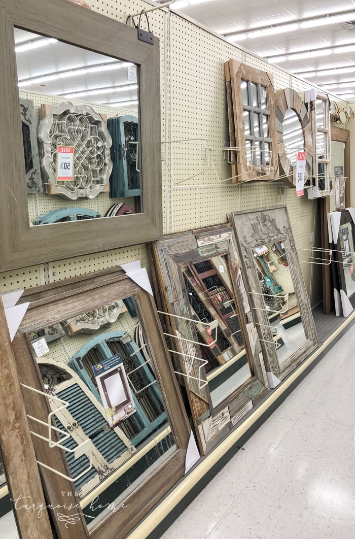 Huge mirrors are so inexpensive at Hobby Lobby. They are perfect for using as a custom bathroom vanity mirror!