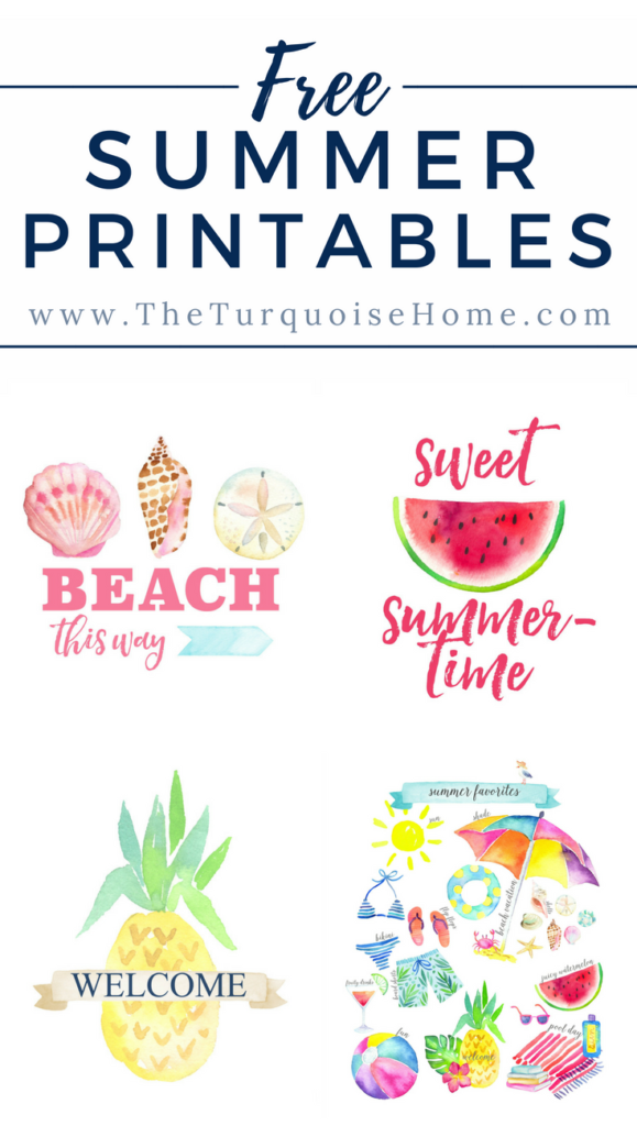 Free Summer Printables - ready to download and decorate your home for summer! | Spring Favorites | Sweet Summertime with Watermelon | Beach This Way with Shells | Pineapple with Welcome