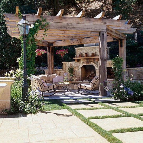 A pergola makes the outdoor living space