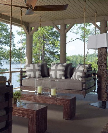 Porch Swing at a Lake House