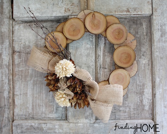 Wood Slice and Burlap Fall Wreath