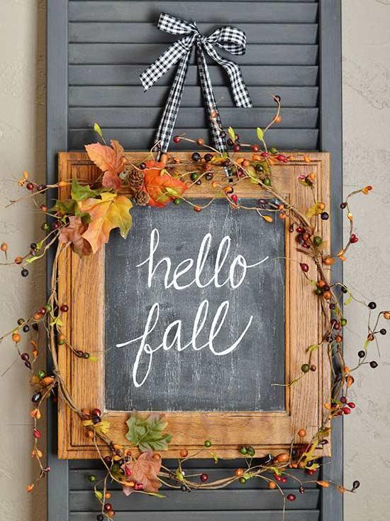 Wood Frame Chalkboard Fall Wreath