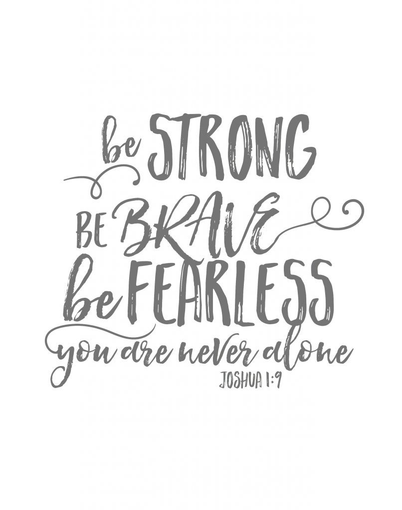 Gray Strong Brave Fearless Printable