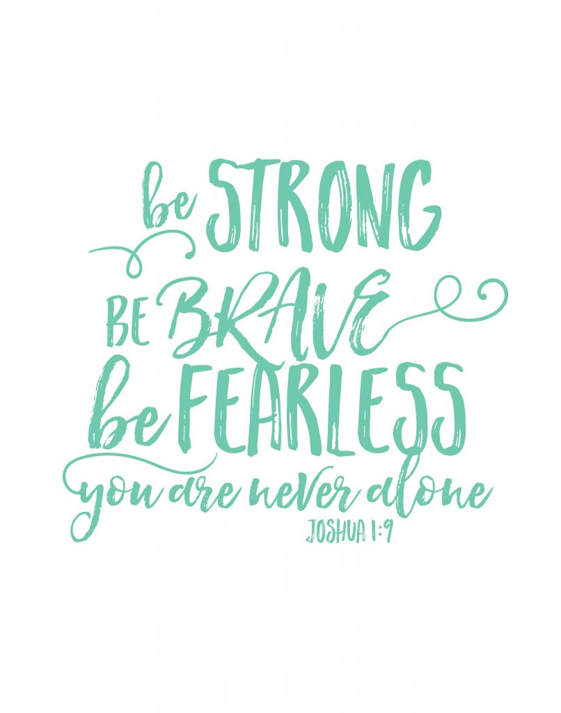 Mint Strong Brave Fearless Printable