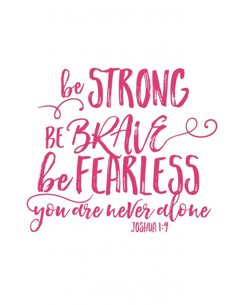 Pink Strong Brave Fearless Printable