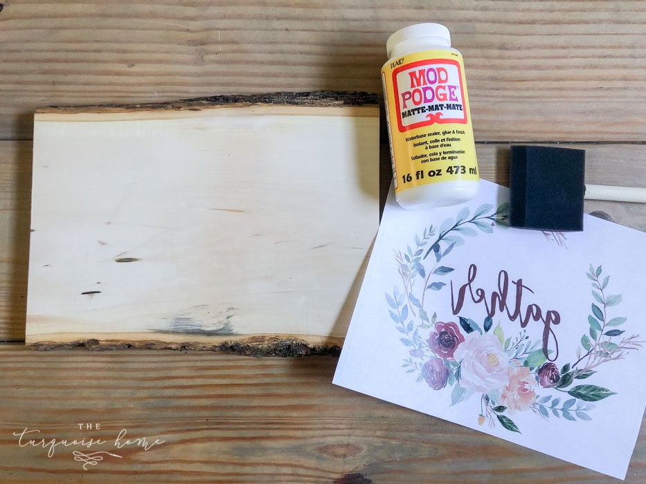 Gather your supplies for the DIY Photo Transfer to Wood