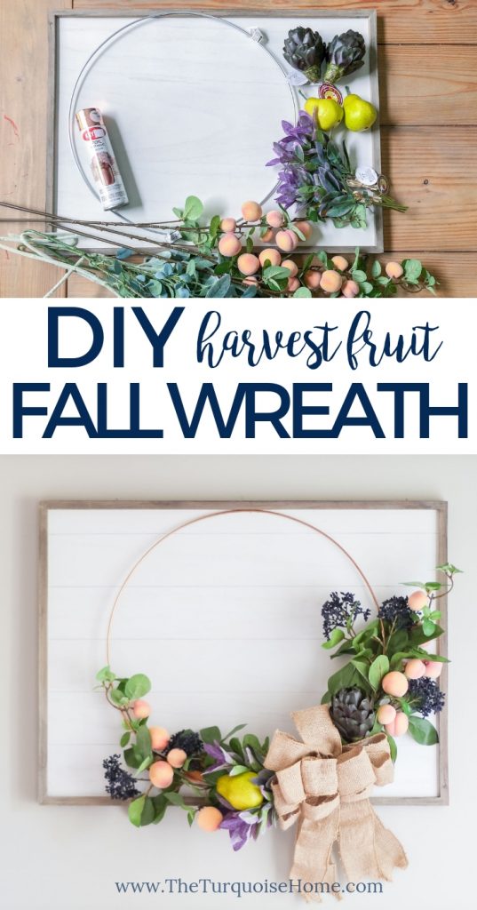 DIY Fruit Fall Wreath with Faux Shiplap