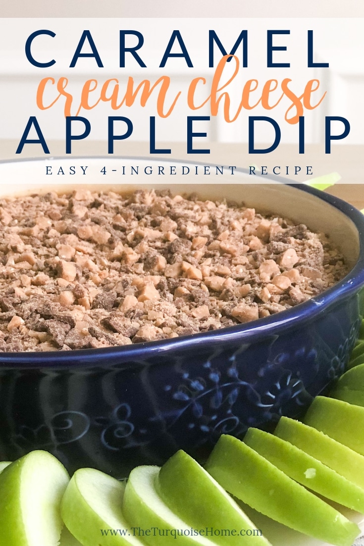 Cream Cheese Caramel Apple Dip: Easy and Delicious 4-Ingredient Recipe - perfect for fall tailgating! #applerecipe #appledip #caramelapple #creamcheeserecipe