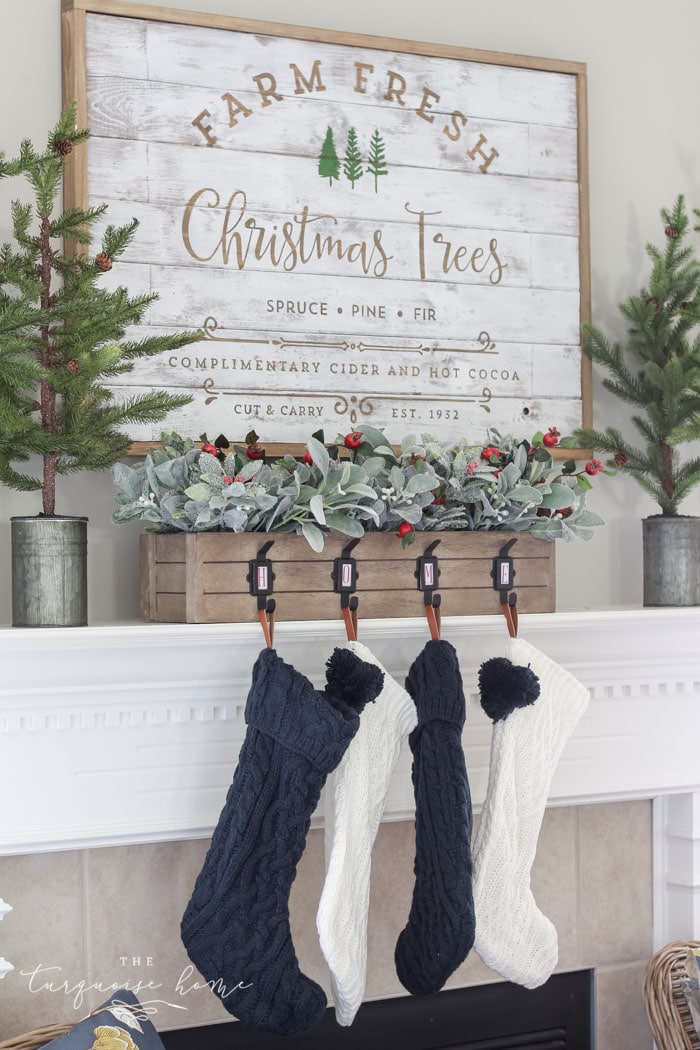 Christmas mantel with DIY wood sign