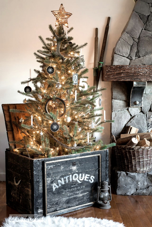 antique crate tree stand