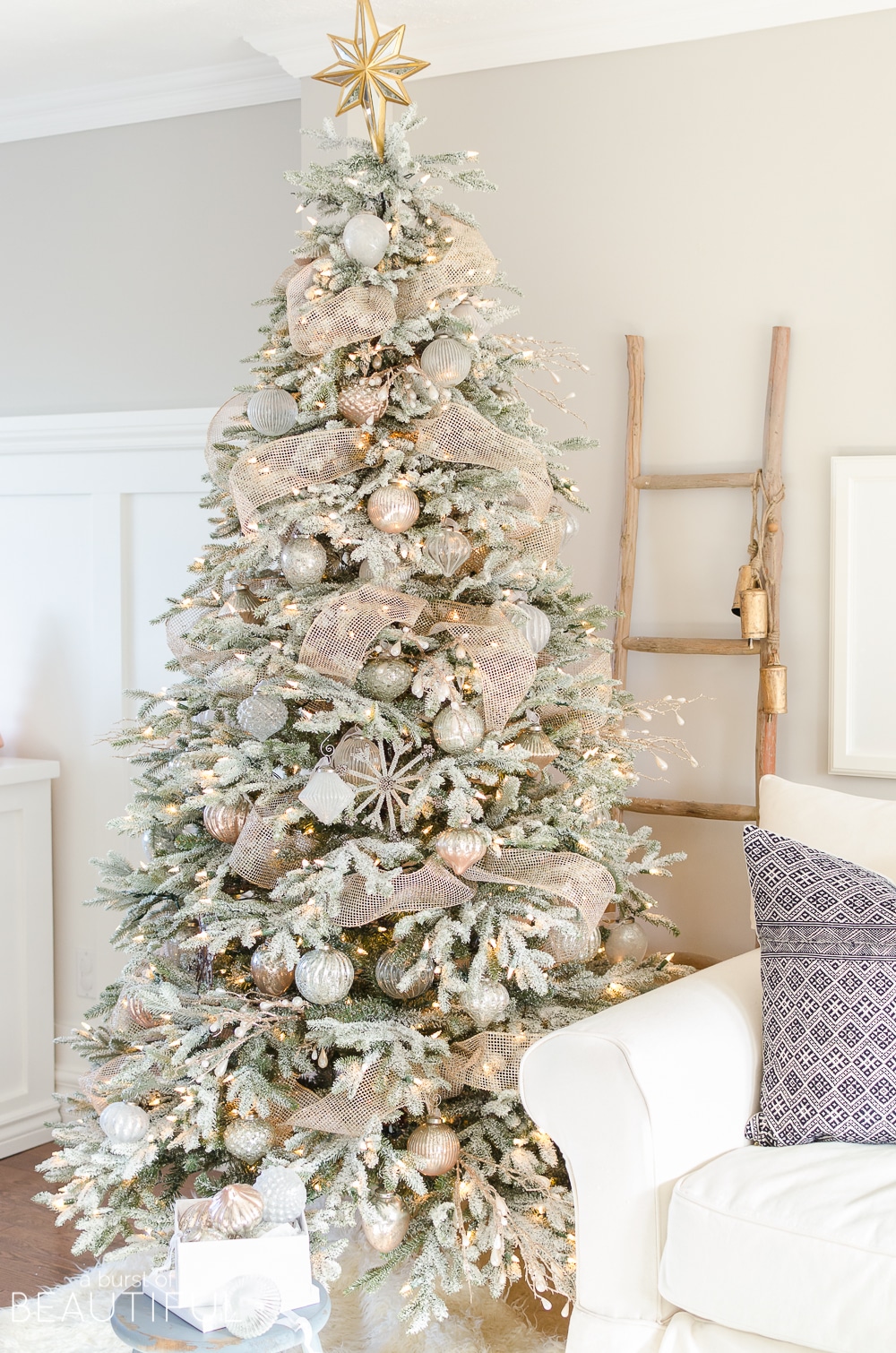 The Prettiest Flocked Christmas Trees - The Turquoise Home