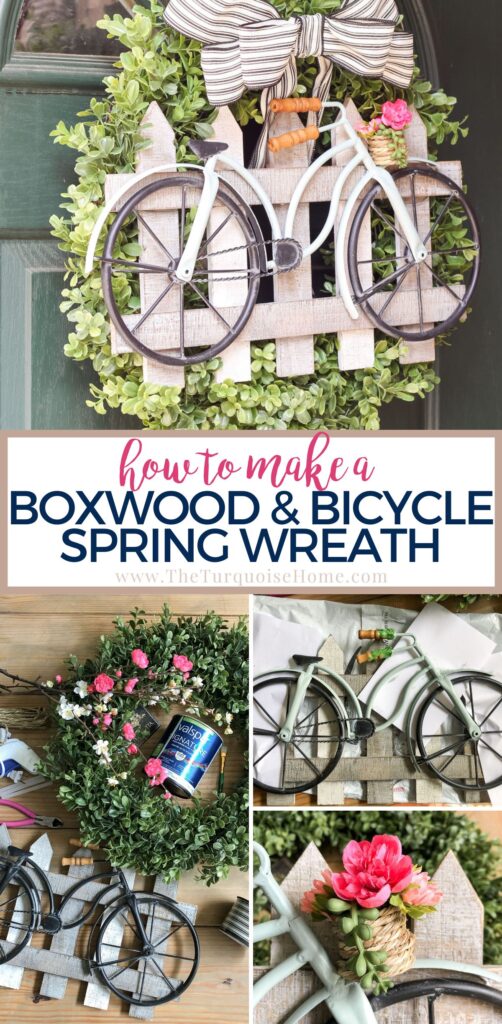 DIY Boxwood and Bicycle Spring Wreath