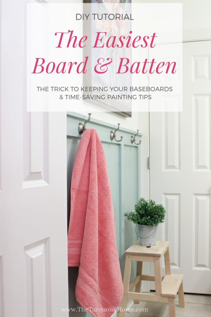 An Easy DIY Beadboard Hook Wall In The Kids' Bathroom