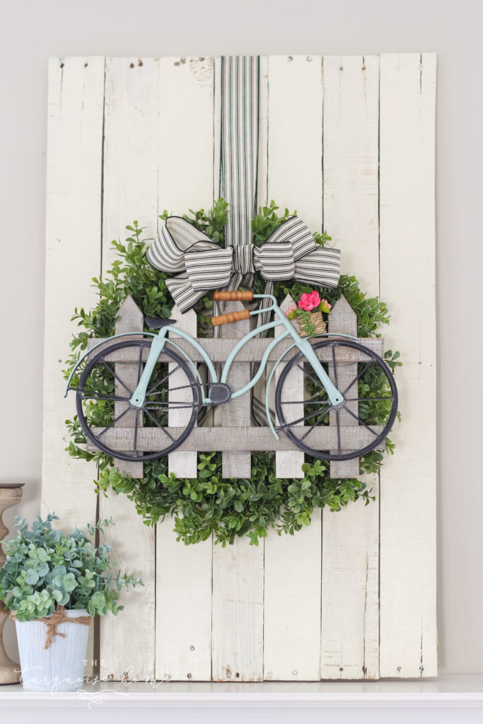 Boxwood and Bicycle DIY Spring Wreath