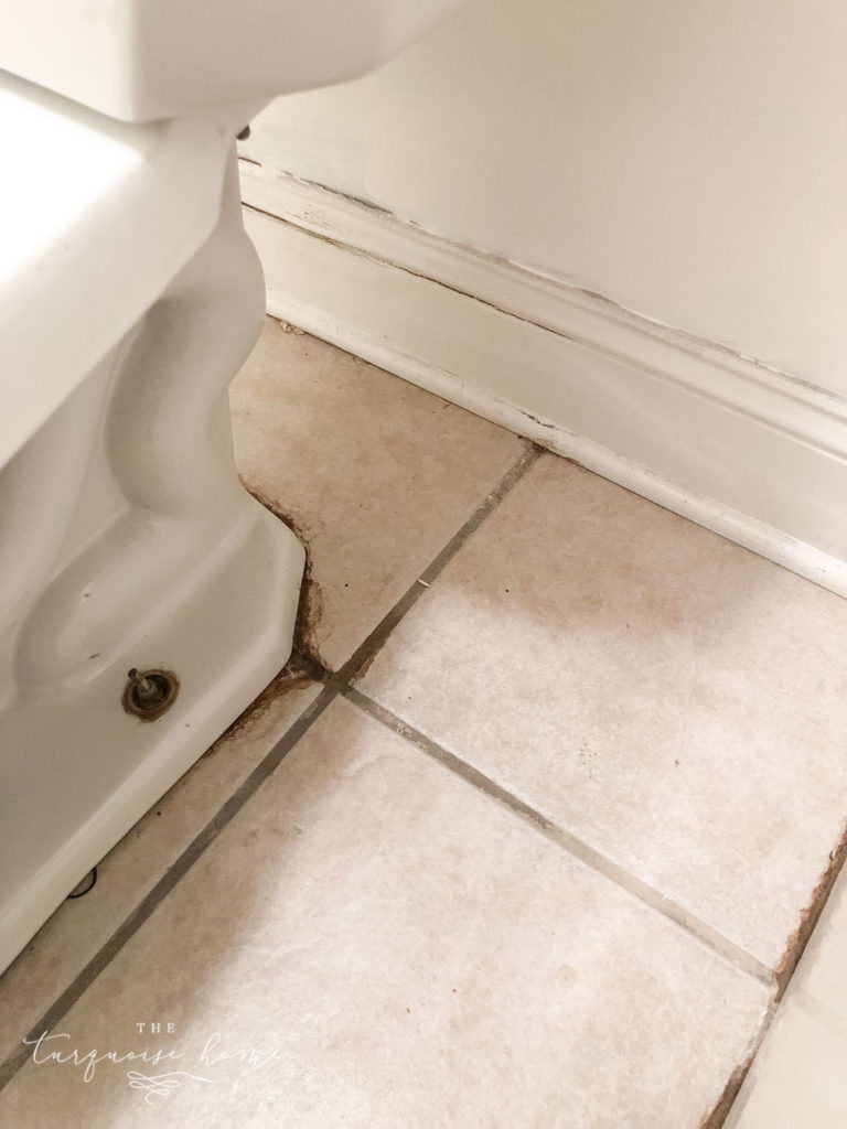 How to use grout paint - before pictures of gross, stained grout