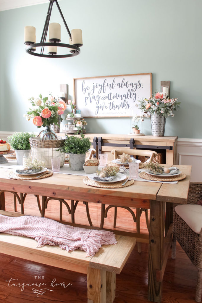 My floral spring tablescape with gorgeous faux botanicals!