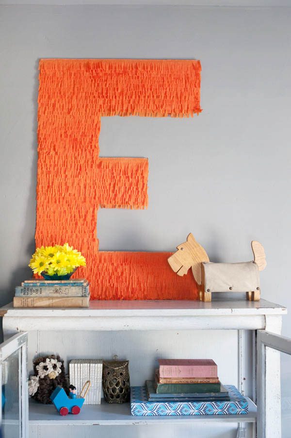 DIY monogrammed fringe letter