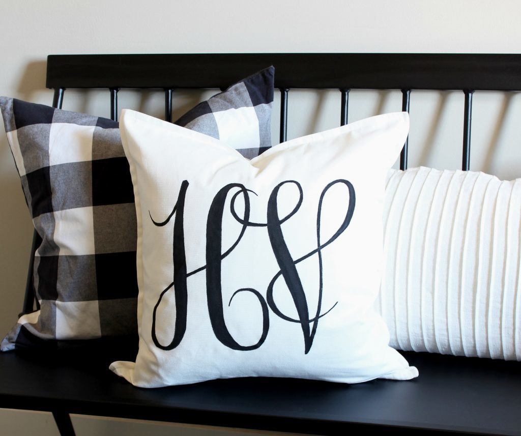 DIY monogrammed pillow with heat transfer vinyl