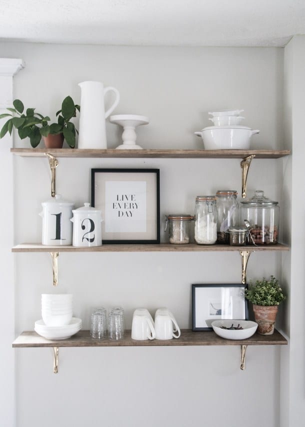 Rustic Glam Kitchen Shelves