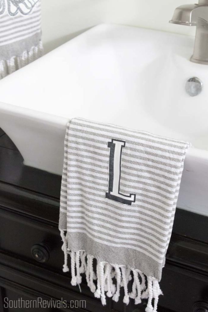 DIY monogrammed tea towel | DIY Home Decor on a Budget